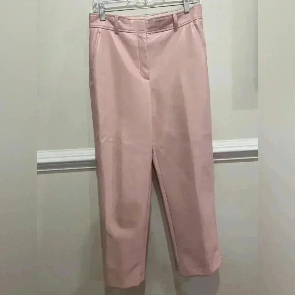 Aritzia Babaton Vegan leather  Command Pants in Poetic pink Size 8 NWOT - Picture 2 of 10